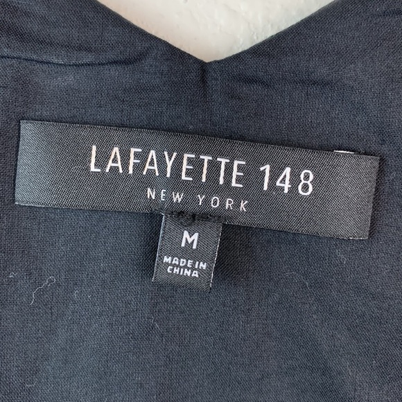Lafayette 148: polished cotton fit & flare, side zip sash waist cap sleeve EUC - Picture 8 of 10